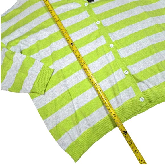 NWT Agave Denim Striped Cardigan Sz L Supima Cotton Green Oversized Boxy Preppy - Picture 7 of 11
